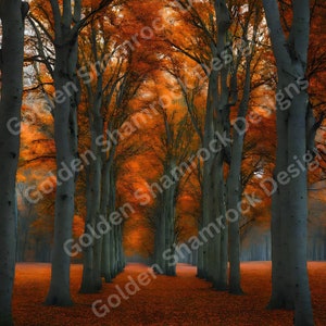 Fall Digital backdrop, Fall leaves backdrop for photography, Autumn Digital Background, Outdoor Fall Trees, Instant download