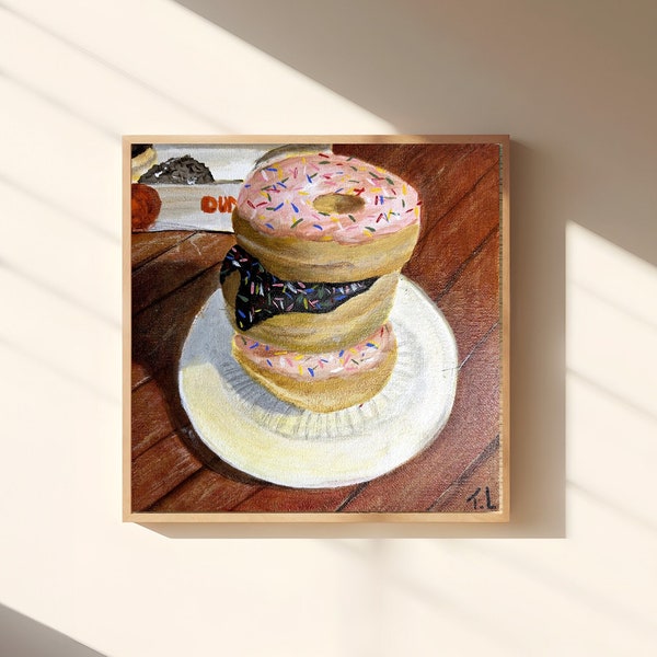 Original Acrylic painting / Donut painting / Donut Wall Art/ Dunkin Donut art / kitchen Wall decor