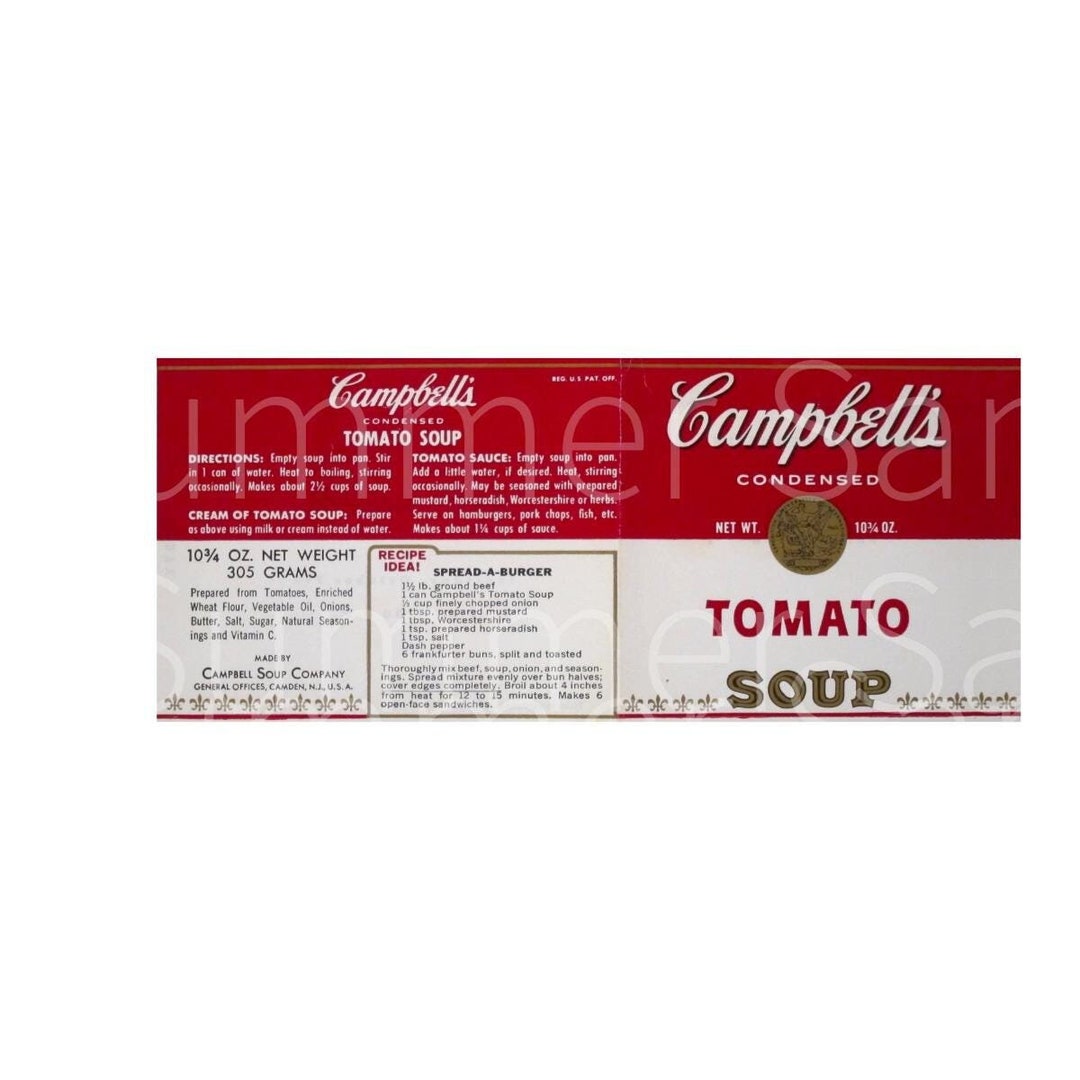 Campbells Soup Label Instant Digital Download Printable Campbells Tomato Soup Can Label - Etsy