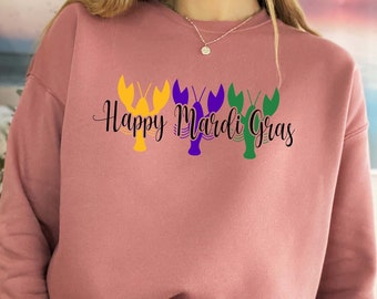 Happy Mardi Gras Sweatshirt, Mardi Gras Carnival Shirt, Women Mardi Gras Costume, New Orleans Cruise Shirt, Fleur De Lis Tee, Fat Tuesday
