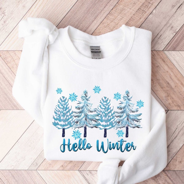 Hello Winter Shirt, Winter Shirt, Cute Winter Tee, Womens Winter Shirt, Winter Sweatshirt, Christmas Shirt, Gift for Christmas, Hello Winter