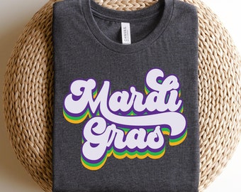 Retro Mardi Gras Sweatshirt, Mardi Gras Carnival Shirt, Women Mardi Gras Costume, New Orleans Cruise Shirt, Fleur De Lis Tee, Fat Tuesday