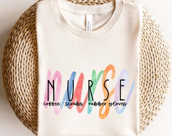 Coffee Scrubs Shirt, Coffee Scrubs and Rubber Gloves Shirt, Nursing Shirt, Nursing School Shirt, RN Shirt, Nurse Life Shirt, Funny Nurse Tee