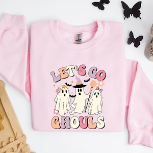 Lets Go Ghouls Sweatshirt, Halloween Sweatshirt , Retro Halloween Sweater Funny, Funny Ghost Sweater, Ghost Halloween Sweatshirt