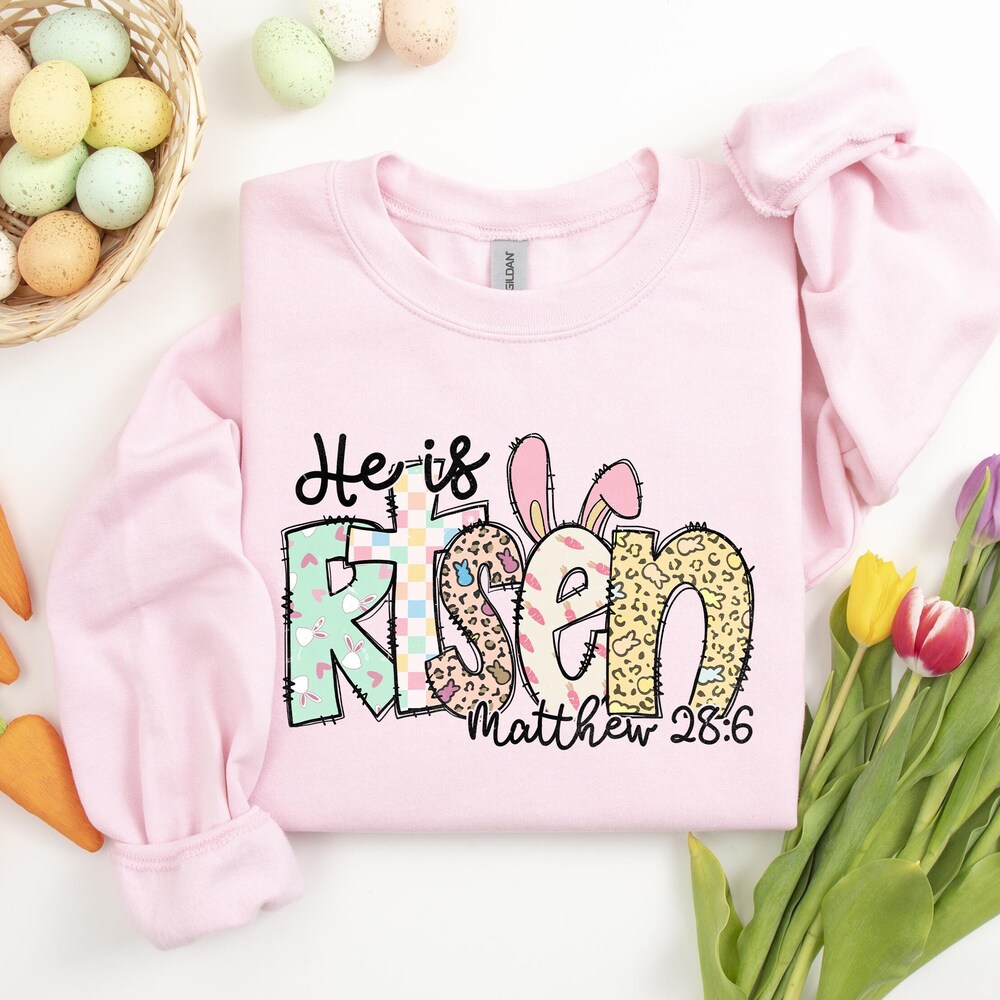 Easter Sweatshirt - He Is Risen Sweatshirt - Jesus Easter Shirt - Easter Sweatshirt For Women - Cute Easter Outfit - Church Easter Shirt Realtorgift
