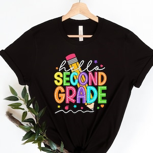 Hallo shirt tweede klas | Terug naar school-shirt | Shirt tweede klas | Hallo shirt 2e leerjaar | Kleurrijk T-shirt tweede leerjaar