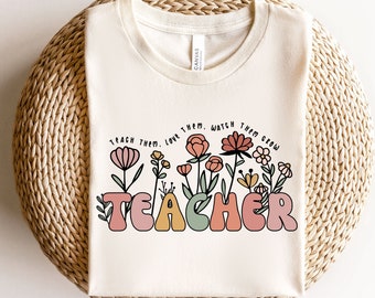 Flower Teacher Shirt, Teacher Life Shirt, Retro Teacher Shirt, Floral Teacher Shirt, Retro Flower Teacher Shirt, Floral Shirt, Teacher Gift
