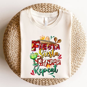 Fiesta Siesta Tequila Camisa Repetida, Camisa Mexicana, Camisa Cinco De Mayo, Camisa Fiesta Fiesta, Camisa Fiesta Mexicana, Camisa Fiesta Hispana