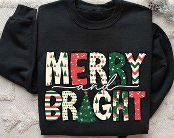 Merry and Bright Sweatshirt, Christmas Sweatshirt, Family Christmas Sweatshirt, Christmas Sweatshirts for Women, Merry Christmas Sweatshirt