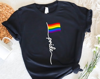 Pride Flag T-Shirt, Pride Shirt, LGBT Pride Shirt, Support LGBTQ Tee, Shirt For Gay Lesbian, Gay Pride, Trans Pride, LGBTQ+, Black Pride