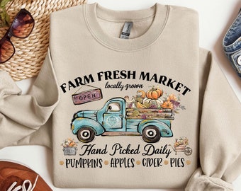 Farm Fresh Pumpkin Sweatshirt, Fall Crewneck Sweatshirt, Pumpkin Shirt, Fall Sweater, Pumpkin Patch Sweatshirt, Womens Fall Shirt, Fall Gift