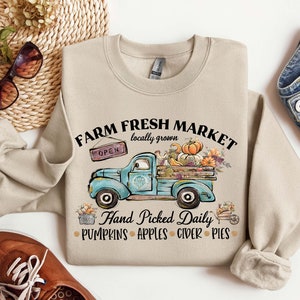 Farm Fresh Pumpkin Sweatshirt, Fall Crewneck Sweatshirt, Pumpkin Shirt, Fall Sweater, Pumpkin Patch Sweatshirt, Womens Fall Shirt, Fall Gift