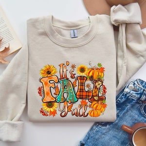It&#39;s fall you&#39;all sweatshirt, it&#39;s fall shirt, Leopard pumpkin tee,fall vibes, rainbow fall shirt, thanksgiving dinner, Family Gathering