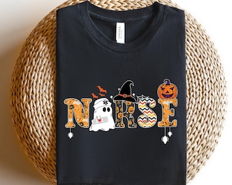 Halloween Ghost Nurse Sweatshirt, Spooky Nurse Sweatshirt, Nurse Halloween T-shirt, Cute Nurse Shirt, Nurse Halloween Gifts, Halloween Shirt