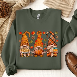 Gnomes Fall Sweatshirt, Cute Gnome Sweater, Fall Gift, Fall Shirt, Gift For Thanksgiving, Thanksgiving Gnome, Thanksgiving Sweatshirt