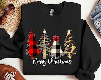 Weihnachten Sweatshirt Weihnachtsbäume Shirt Womens Weihnachten Pullover Weihnachten Crewneck Pullover Weihnachtsbaum Pullover Urlaub Bekleidung