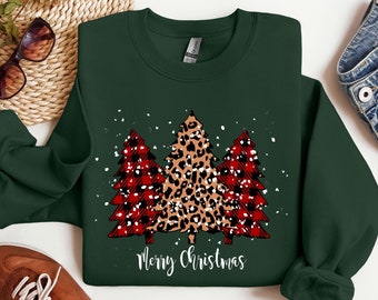 Christmas Sweatshirt Christmas Trees Shirt Womens Christmas Sweater Christmas Crewneck Pullover Christmas Tree Sweaters Holiday Apparel