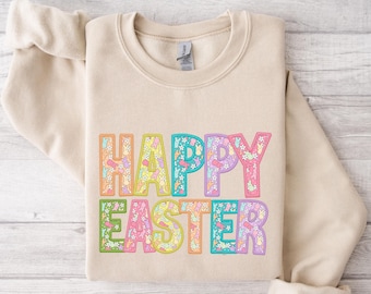 Happy Easter Sweatshirt, Womens Easter Shirt, Rabbit Sweatshirt, Bunny Sweatshirt, Funny Easter Sweater, Easter Gift, Cute Easter Shirt