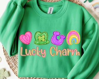 Lucky Charm St Patrick's Sweatshirt, Worm Irish Shirt, Sorority Baby Shirt, Lucky Charm Baby Irish Clover, St Patrick's Day Feeling Lucky
