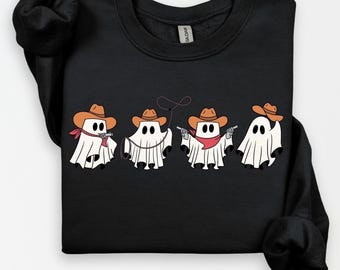Halloween Cowboy Sweatshirt, Halloween Western Sweatshirt, Halloween Tee, Halloween Cowboy Ghost Tee, Western Shirt, Funny Halloween Shirt