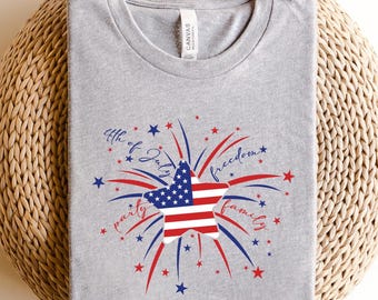 4th of July Fireworks Stars Shirt, Fourth of July T Shirt,Patriotic Mom Shirt,Gift for Her,Farm 4th of july Shirt,Woman 4th of July Shirt