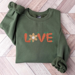 Embroidered Easter Carrot Sweatshirt, Embroidered Easter Love Shirt, Easter Day Shirt, Cute Easter Shirt, Easter Love Carrot Sweatshirt