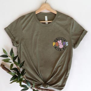 Embroidered Chilling With My Peeps Shirt, Embroidered Easter Tee, Easter Day Shirt, Easter Peeps Shirt, Cute Easter Shirt, Easter Bunny Tee