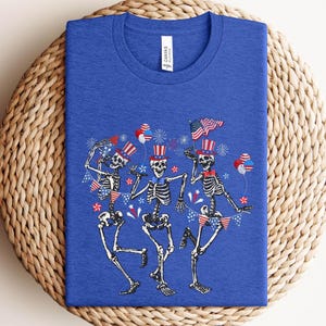 Dancing Skeletons 4th of July Shirt, Patriotic Skeleton Shirts, Dead Inside But Freedom, Happy 4th of July Shirt, Skeleton Fireworks T-Shirt