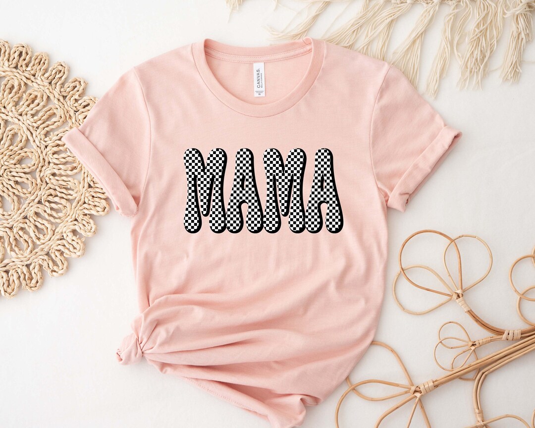 Mama Shirt, Retro Mama Shirt, Checkered Mama Shirt, Mama Tee