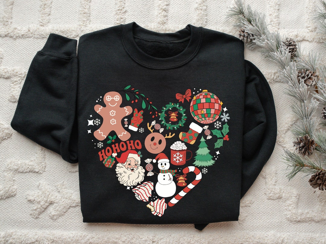 Xmas Love Ls Loose O Neck Black Pattern Silve main image 0
