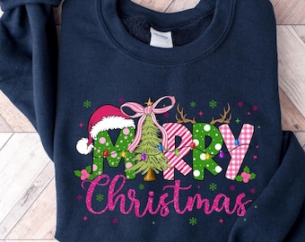 Merry Christmas Tree Sweatshirt, Merry & Bright Christmas Sweatshirt, Holiday Sweater, Womens Holiday Shirt, Winter Shirt, Christmas Gift