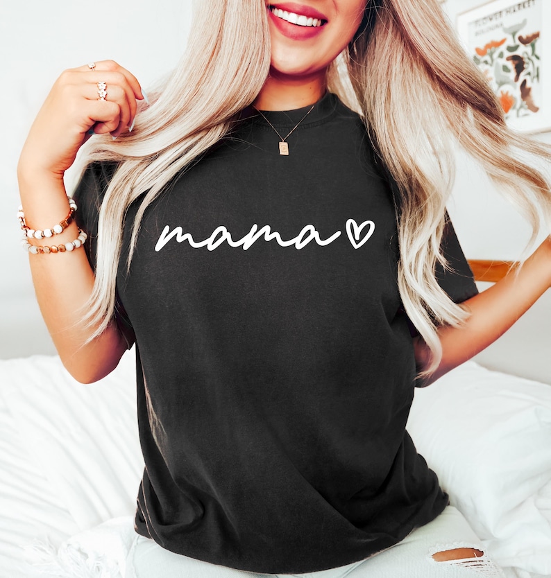Mama Shirt, Mothers T-Shirt, Cute Mom Shirt, Cute Mom Gift, Mother's Day Gift, New Mom Gift, Mama with Heart T-Shirt image 2