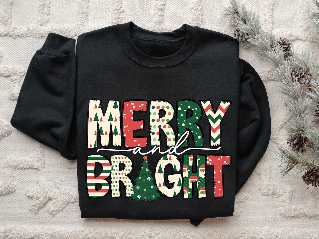 Merry Letter Christmas Sequined Twisted Ribbed Sweatshirt main image 1