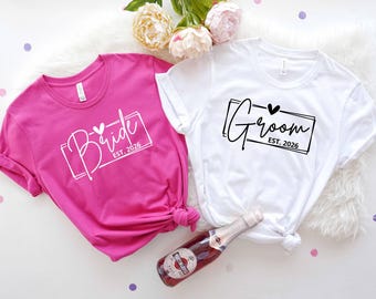 Bride and Groom Shirts, Est 2026 Honeymoon Shirts, Gift for Bride and Groom, Mr and Mrs Husband and Wife Tees, Wedding After Party T-Shirt
