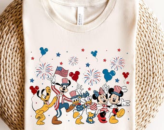 Camiseta de Mickey y sus amigos del 4 de julio, camiseta familiar de Disney, camiseta de viaje de Disney, camiseta de Disney del 4 de julio, Mickey y sus amigos del 4 de julio