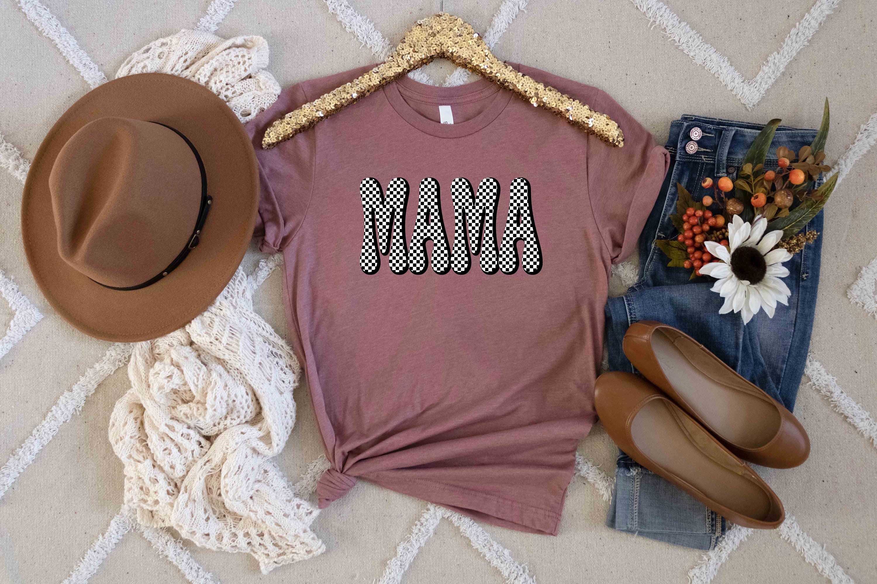 Mama Shirt, Retro Mama Shirt, Checkered Mama Shirt, Mama Tee