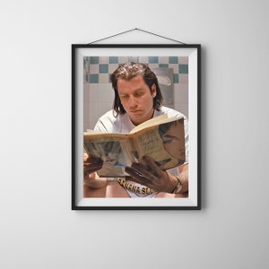 Pulp Fiction Toilet Scene Movie Poster John Travolta Pulp Fiction 1994 Retro Wall Art Classic Movie Bathroom Poster Vincent Vega