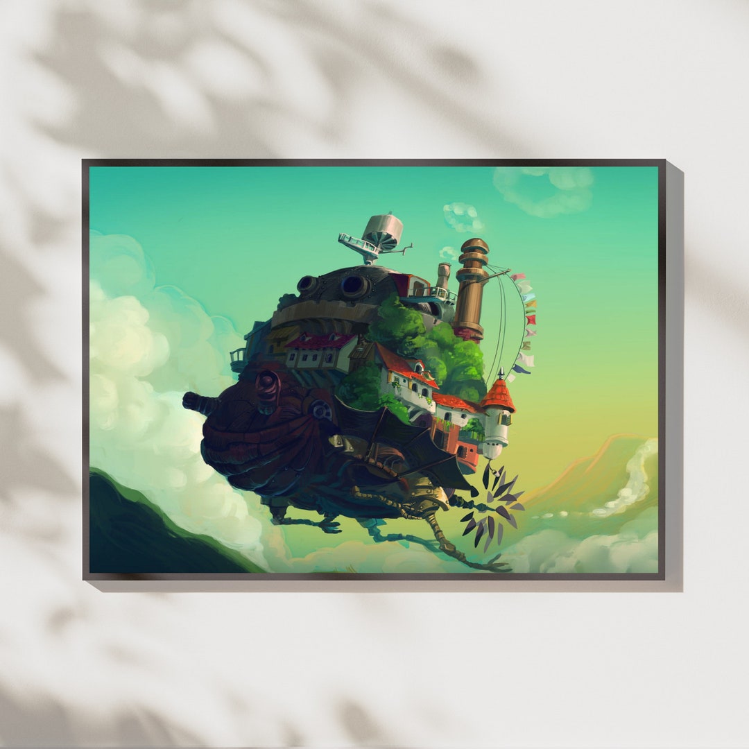 Howl's Moving Castle Studio Ghibli Wall Art Japanese Retro - Etsy