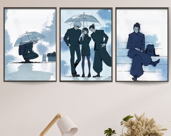 Jujutsu Kaisen Set of 3 Art Poster Framed / Unframed / CANVAS  Wall Art, Anime Gift Anime Art Print, Manga, Anime Poster, Satoru Gojo, Kinji