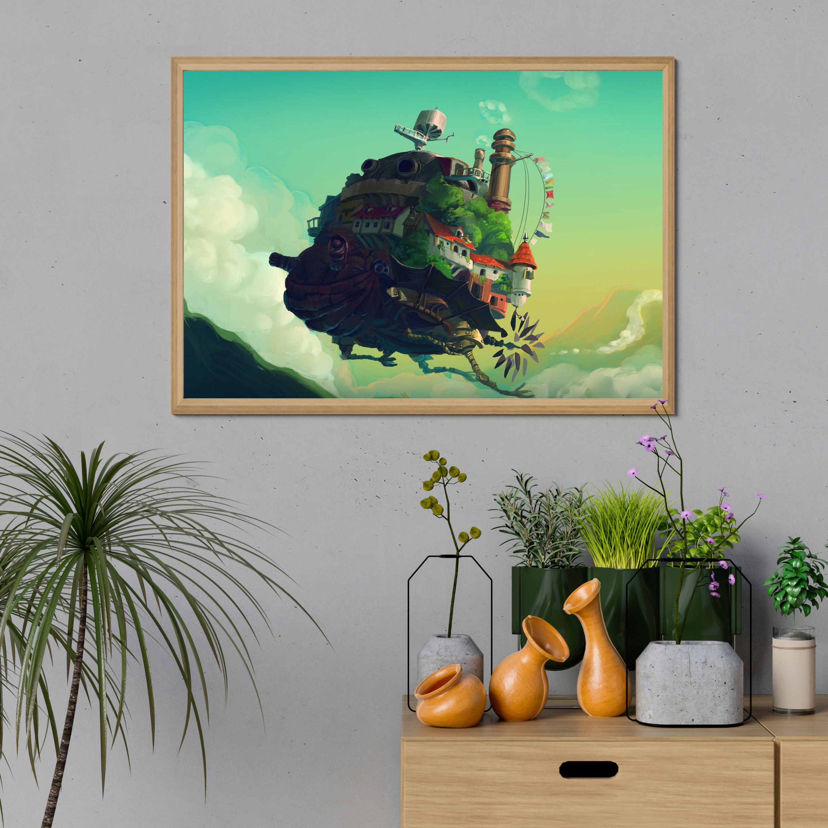 Howl's Moving Castle Studio Ghibli Wall Art Japanese Retro - Etsy