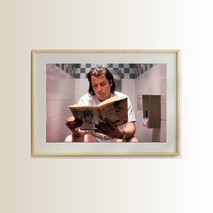 Pulp Fiction Toilet Scene Movie Poster John Travolta Pulp Fiction 1994 Retro Wall Art Classic Movie Bathroom Poster Vincent Vega