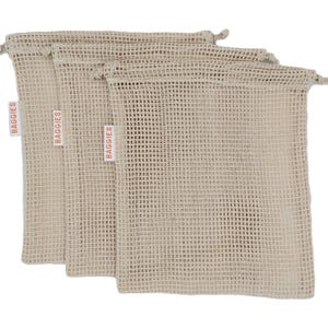 Reusable Cotton Mesh Produce Bags – Eco-Friendly Grocery Bags, Zero Waste Produce Storage, Washable & Durable (Set of 3)