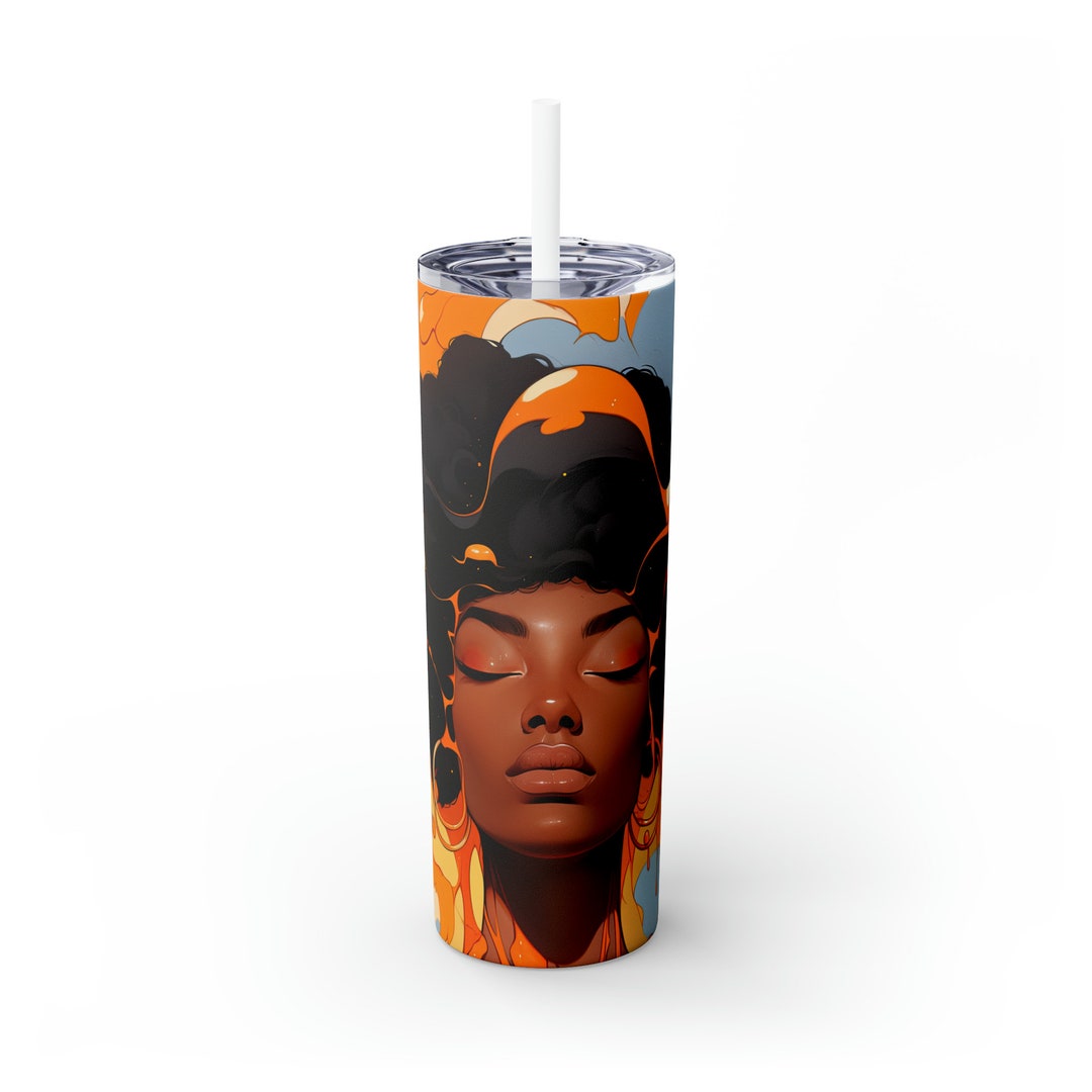 Afro Melanin Queen Tumbler With Straw 20oz Etsy