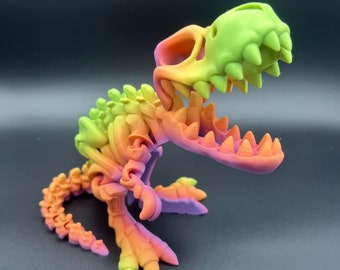 Flexi Factory Skeleton T-Rex - Lifelike Articulating 3D Printed Dinosaur, Custom Orders Welcome