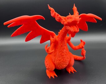 Ornamental Mega Charizard 3D Print | Pokemon Inspired Dragon Figure | Detailed Charizard Statue | Desk Decor Gift