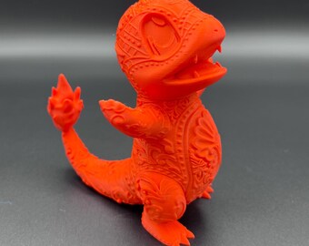 Ornamental Charmander 3D Print | Pokemon Inspired Fire Starter Figure | Cute Anime Collectible | Desk Decor | Detailed Charmander Statue