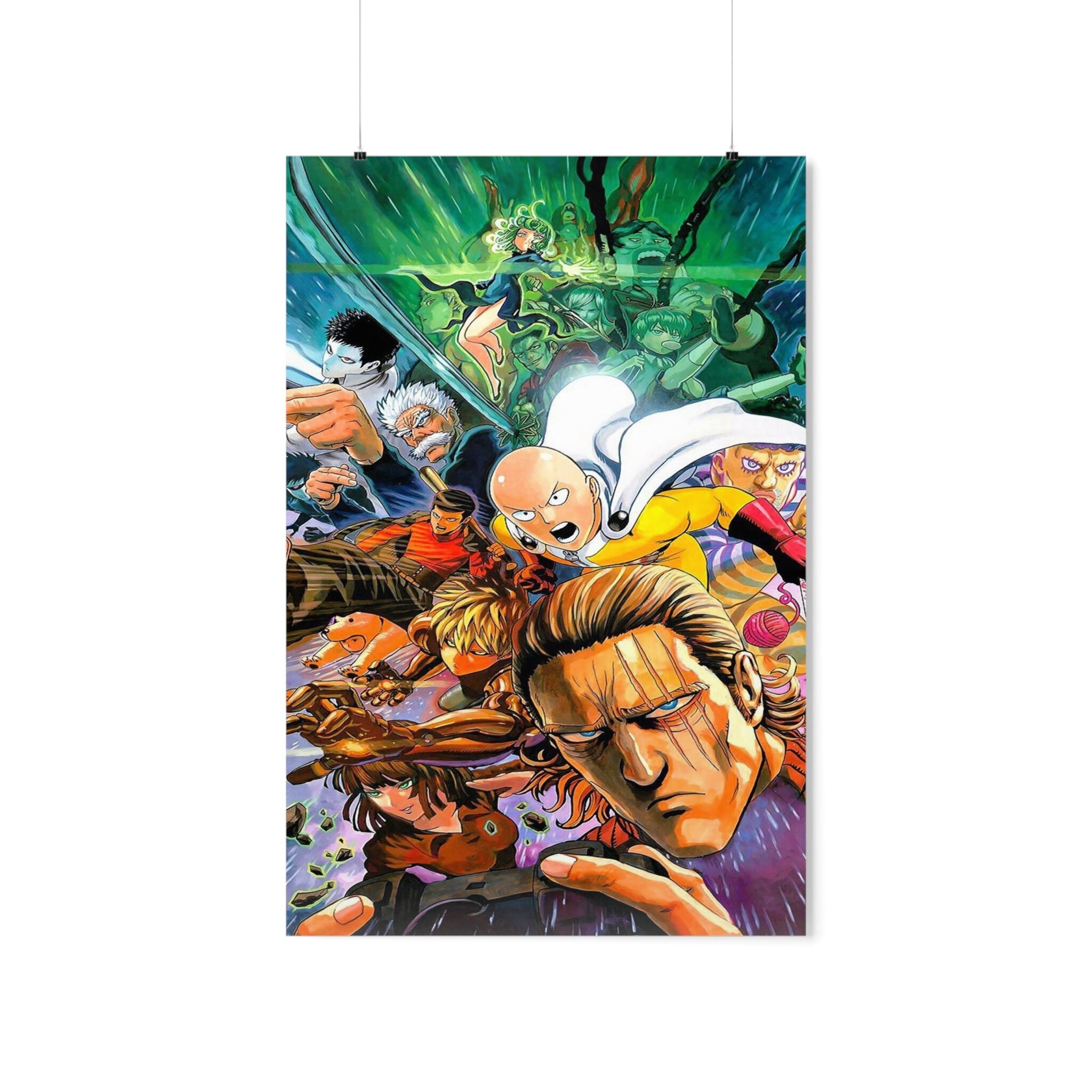 One Punch Manga Anime Poster Saitama Fan Art Picture Artwork Wallpaper,20 x  25 cm,Stretched And Ready To Hang