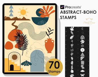Abstract Boho Procreate Stamps Bundle, Boho Brushes, Abstract Shape Stamps for Digital Art