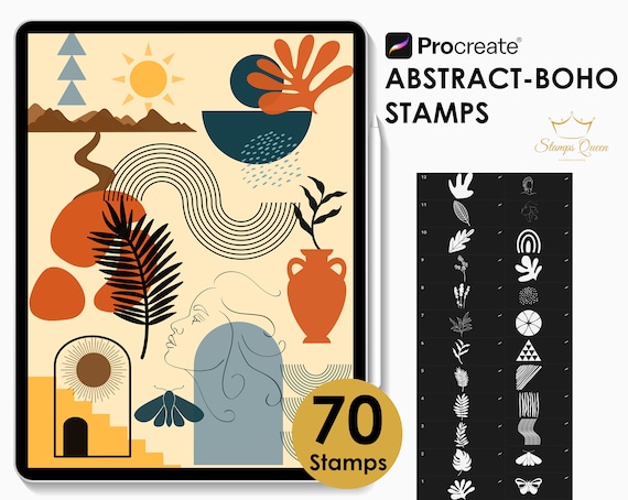 Abstract Boho Procreate Stamps: Digital Art Brushes (Digital Download)
