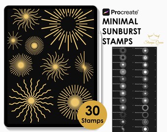 Minimal Sunburst Procreate-stämplar | Boho Art-penslar (digital nedladdning)
